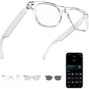 AI Smart Glasses for Women & Men with ChatGPT, Bluetooth Glasses with 165 Languages Translation, Color-Change Lens, Meeting Analysis, Music Playback, Hands-Free Calls, UV & Blue Light Protection