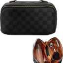 Travel Makeup Bag,Large Capacity Cosmetic Bags for Women,Waterproof Portable Pouch Open Flat Toiletry Bag Pattern Makeup Bag (Black Square)