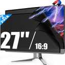 2 Pack Magnetic 27 Inch Monitor Privacy Screen Filter for Frameless Computer 16:9 Aspect Ratio, Reversible Eye Protection Anti Blue Light Glare Shield, Removable Anti Spy Blackout Desktop Protector