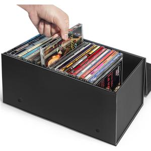 CD Storage Box, CD Holder Store 30 Jewel Cases, Disc Holder Media Storage Organizer