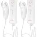 Remote Controller with Nunchunk for Wii and Wii U Games - Remote Controller + Nunchunk for Wii Remotes - Set of 2 (White)