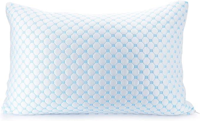 Clara Clark Cooling Pillows for Sleeping - Memory Foam Pillows - Luxury Gel Pillow with Reversible Cover Cool to Velvety - Breathable Bed Pillows for Side Sleepers - Queen - 18 x 26