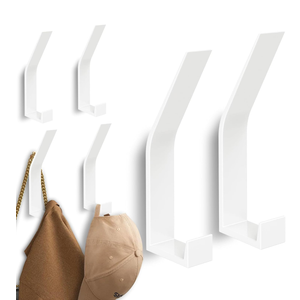 6 Pack Coat Hooks Wall Mount - Heavy Duty Hat Hangers, Large Wall Hooks for Mudroom Entryway Bathroom, Decorative Metal Hook Rack for Hanging Purse, Baseball Cap, Key, Backpack, Towel, Robe (White)