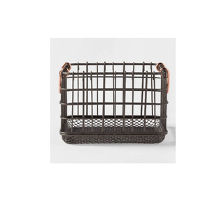 Wire Basket with Copper Handle and Mesh Bottom Pewter - Threshold