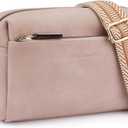 BOSTANTEN Small Crossbody Purse for Women Triple Zip Cell Phone Leather Handbag with Colored Shoulder Strap (Pink)