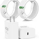 45W iPhone 17 16 15 Pro Max Charger Fast Charging,2Pack USB C Fast Charger Block with Long 10/6FT C to C Cable for Apple 17 Pro Max/16 Pro/15/iPad 13th,for Samsung S24 S25 Ultra