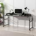 LingMi Overbed Table with Wheels - Adjustable Height Bed Desk for Laptops, Queen & King Size, Heavy Duty Metal Leg (Black)