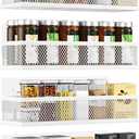 Spice Rack Wall Mount, 4 Pack Wall Spice Rack & Hanging Storage Baskets Organizer Wall Mount, Large Capacity Metal Spice Shelf for Kitchen Cabinet, Pantry Doors, Bathroom, Shower, Home Decor (White)