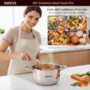 GEDO Stainless Steel Stock Pot with Glass Lid, 304 Grade Premium Soup Pot, Silver, Double Handle, for Kitchen Cooking (9.43in/24cm size)