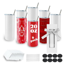 8 Pack Straight Sublimation Tumblers bulk 20 oz Skinny,Stainless Steel Double Wall Insulated Tumbler Cups Blank White with Lid, Straw, Individually Boxed,Polymer Coating for Heat Transfer