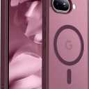 SPIDERCASE Magnetic for Google Pixel 9A Case, Military Grade Drop Protection Slim Translucent Matte Shockproof Anti-Fingerprint Phone Case for Pixel 9A, Wine Red