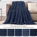 BEDELITE Fleece Throw Blanket for Couch 3D Ribbed Jacquard Soft and Warm Decorative Fuzzy Blanket Cozy, Fluffy, Plush Lightweight Navy Blue Throw Blankets for Bed, Sofa, 50x60 inches