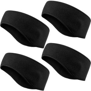 Syhood 4 Pieces Kids Fleece Headband Winter Ear Headbands Warmer Ear Muff for Child Outside Sporting Running (Black)