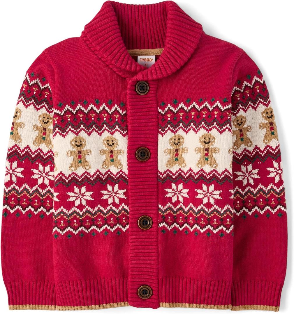 Gymboree Boys' and Toddler Long Sleeve Button Front Cardigan (10, Gingerbread Fairisle)