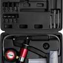 YSTOOL Hand Held Vacuum and Pressure Pump Brake Clutch Fluid Bleeder Tool Kit Oil Change Power Steering Fluid Bleeding Set with Pressure Gauge Jar Adapters for Auto Car Truck Motorcycle Use Black Case