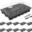 Gardzen 10-Set Garden Propagator Set, Seed Tray Kits with 400-Cell, Seed Starter Tray with Dome and Base 15" x 9" (40-Cell Per Tray)