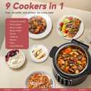 CARORI 9-in-1 Electric Pressure Cooker 6 Qt, Stainless Steel Inner Pot, Programmable 12 Multi-Function Cooker with Safe Vent Design, Rice Cook, Slow Cook, Sauté, Warmer & Sterilizer, Black