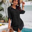 Blooming Jelly Womens Bathing Suit Cover Ups Bikini Swimsuit Coverup Drawstring Button Down Beach Dress Shirt
