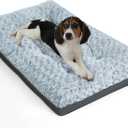 POCBLUE Deluxe Washable Dog Bed for Small Dogs Dog Crate Mat 24 inch Comfy Fluffy Kennel Pad Anti-Slip for Dogs Up to 25 lbs, 24" x 17", Grey (24.0"L x 17.0"W x 3.5"Th)