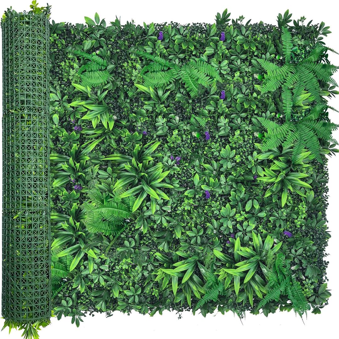 ODTORY Artificial Greenery Wall Panels: 50'' x 120'' UV-Anti Faux Greennery Grass Wall Privacy Backdrop Fence Screen for Garden Fence Covering Privacy, Outdoor Indoor Home Decor