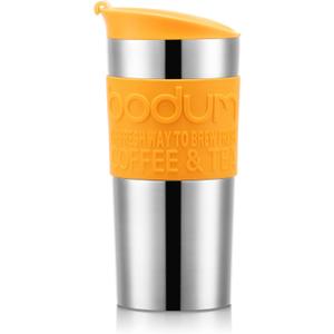 Bodum 12oz Double Wall Insulated Travel Mug with Lid, Stainless Steel w/Silicone Sleeve, Yolk