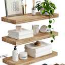 Greenual 3 Packs Floating Shelves, Nature Wood Wall Shelf, 16" Mounted for Kitchen, Living Room, Bedroom, Bathroom Storage, Book Shelf for Home Decor, Frame Display