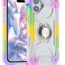MARKILL Compatible with iPhone 16 Case 6.1 Inch with Ring Stand, Military Grade Drop Protection Full Body Rugged Heavy Duty Case 3 in 1 Protective Durable Cover for iPhone 16