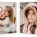 8x10 Double Picture Frames Hinged Folding Photo Frames Vertical Stand Frames (White)