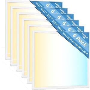 2x2 LED Light Flat Panel, 30-72W, 5 CCT 3K|3.5k|4K|5K|6.5K, Dimmable Recessed Drop Ceiling Lights, 3750/5000/6250/7500/9000 Lumen, Lay in Fixture for Commercial (2x2 FT LED - 4 Pack)
