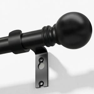 Black Curtain Rods for Windows 72 to 144 Inch 1" Diameter Heavy Duty Metal Adjustable Extra Long Blackout Traverse Window Treatment Rods with Decorative Finials Doorway Living Room Bedroom Kitchen