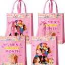 20Pcs Women's History Month Party Bags with Handles Treat Bags Reusable Non-woven Gift Bag for Womens History Month Party Decorations Supplies.