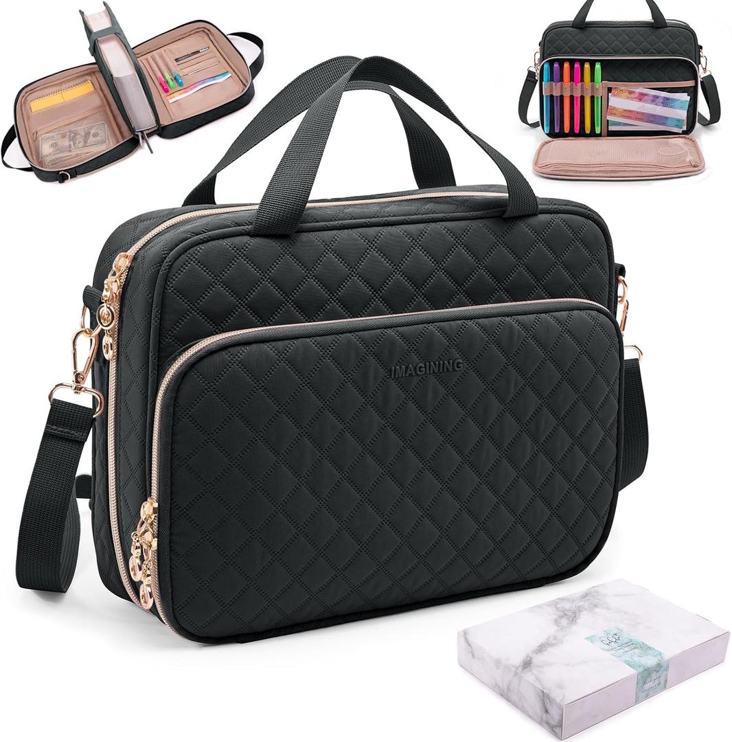 IMAGINING Large Bible Case with Bible Cover for Women - Bible Carrying Case with Shoulder Strap - Bible Bag Packed in Gift Box - Bible Carrier with Pockets for Bible Study Suppliers - Bible Gift Girls