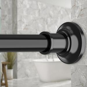 Black Long Curtain Rod Tension Shower Curtain Rods 30 to 130 inch Adjustable Spring Heavy Duty Rods for Bathroom Windows Outdoor Spliced and Telescopic Design No Drill No Slip Stainless Steel