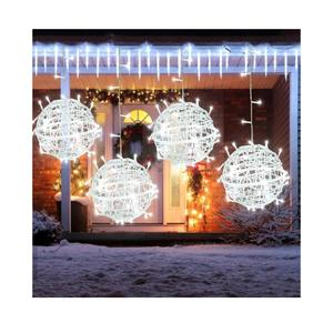 Outdoor Christmas Ball Lights 4 Pack Hanging 15.7" LED Garden Sphere Tree Lights 8 Modes Waterproof Glow Globe Light with Memory Timer Plug for Yard Porch Eave Patio Home Bedroom Decoration-Cool White