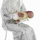 Haunted Hill Farm Life-Size 2.9-Ft Animatronic Gravely Granny by Tekky Halloween Decoration with Motion-Activated Sounds