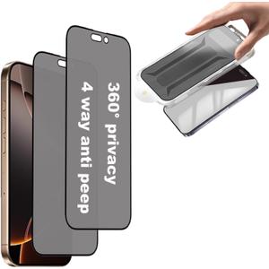 2 Pack Privacy Matte Screen Protector for iPhone16e/iPhone14/iPhone13 Pro/iPhone 13 6.1inch, 4-Way 360 Anti-Spy Anti Glare Tempered Glass, Auto Alignment Easy Installation Kit