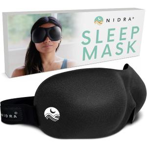 Nidra Sleeping Mask for Women and Men with 3D Contoured Cup Molded Black Out Eye Mask Perfect for Side Sleeper, Travel, Yoga, Meditation, and Nap - Black
