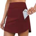 LouKeith Golf Skirts for Women Tennis Skirt with Zipper Pockets High Waisted Running Casual Athletic Skorts Built-in Shorts (Medium, Burgundy)
