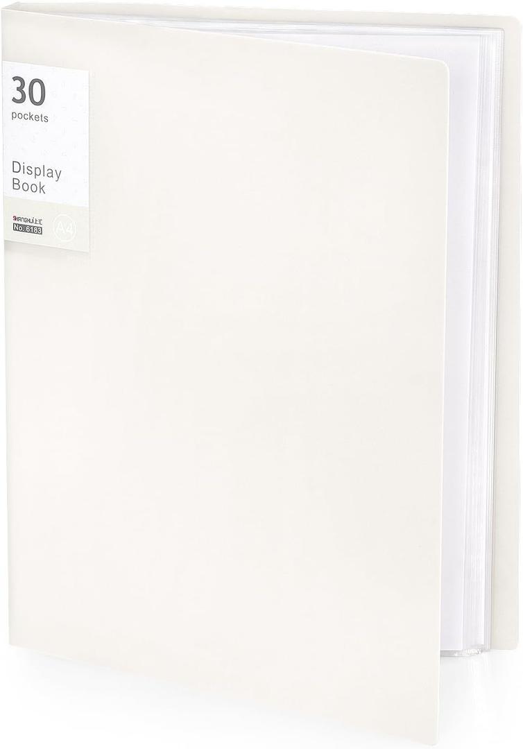 Tamaki Portfolio Binder with Plastic Sleeves, Pocket Portfolio Folder with Clear Sheet Protectors, Display 60 Pages Book, Presentation Book for Artwork, Document Organizer, 1 Pack (White)