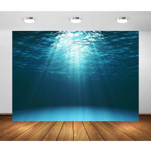 BELECO 10x8ft Fabric Blue Deep Ocean Backdrop Under The Sea Sun Rays Water Wave Ripple Underwater Background Undersea Diving Under The Sea Party Decors Birthday Shoot Photo Props