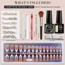 MEET ACROSS Gel X Nail Kit, Press On Nails Kit 150 PCS Medium Almond Brown, 15 Sizes French Tip Press on Nails, Nail Tips for Easy DIY Nail Art