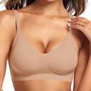 Vertvie Womens Seamless Bra No Underwire Comfort Push Up Bras Buttery Soft Wireless Bralette Full Coverage Sport Everyday Bra (Praline, XL)