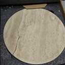 Travertine Tray, 11.8"x0.8" Round Serving Tray for Kitchen and Coffee Table, Bathroom Trays for Counter, Decorative Vanity Trays, Catchall Fruit and Snack, Light Beige Ottoman Tray