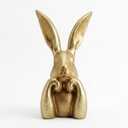 Pure Compression Easter Bunny Decor for Home - Gold Brass Thinking Bunnies Figurines Statues Home Decor - Spring Decorative Rabbits