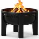Fire Chief Wood Burning Fire Pit with Tabletop Lid, 26 Inch Outdoor Fire Pit Table for Patio, Deck and Backyard, Heavy Duty Steel Bowl Converts to Side Table, Black (Decorative Bowl)