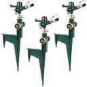 Landhoow 3 Pack Impact Sprinklers for Yard Heavy Duty Adjustable Pulsating Water Sprinkler with Spike Base 360 Degree Automatic Rotating Lawn Watering for Yard Patio Garden Irrigation(Dark Green)