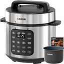 CARORI Electric Pressure Cooker 6 Quart Silver, Non-stick Pot, 9-in-1 Instant Pot, 12 Preset Functions with Touchscreen, Safe Steam Release, Stew, Slow Cook, Rice, Saut, Warmer