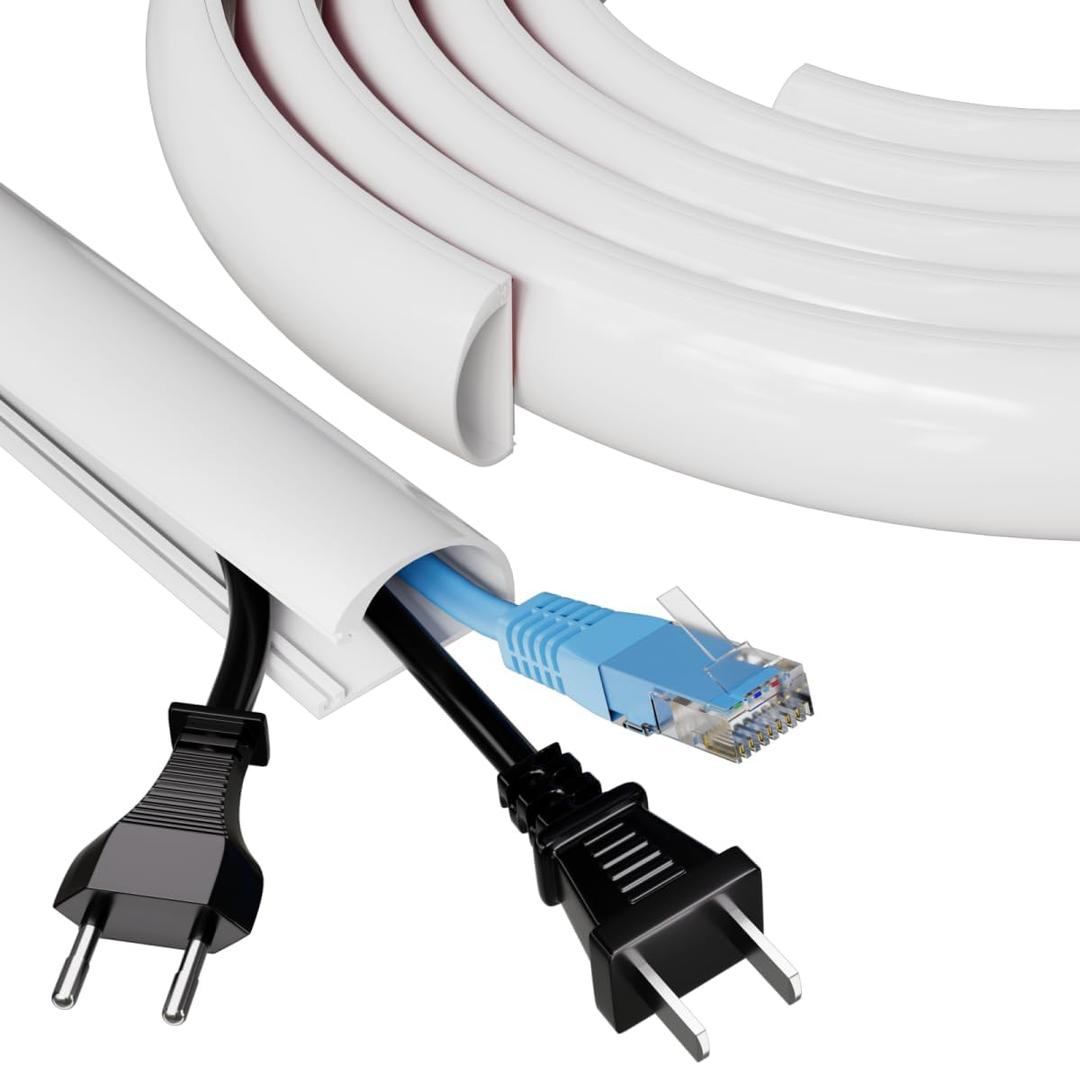 39" Side Open Cord Hider for Wall Mounted Tv, Extension Flexible Cable Cover to Hide Conceal Cords Along Wall,Wire Raceway Management Cable Concealer Channel,Electric Cord Organizer,W 1.08" H 0.6"