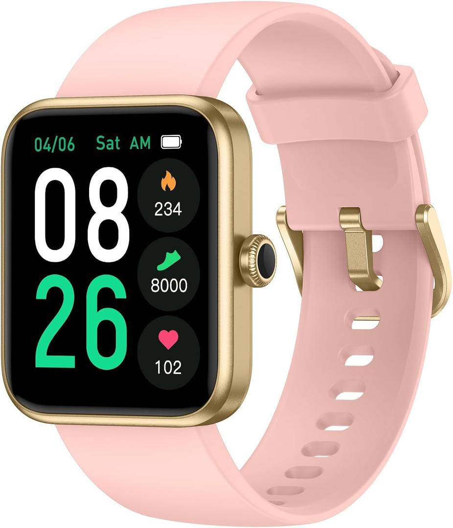 EURANS Smart Watch 45mm, Fitness Watch with Heart Rate/Sleep Monitor Steps Calories Counter, IP68 Waterproof Activity Tracker Compatible with Android iOS (Pink)