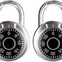 FIGODE Locker Lock, 2 in. Combination Lock, Keyless Padlock for Gym and School Lockers, Black Dial Lock, 2 Pack